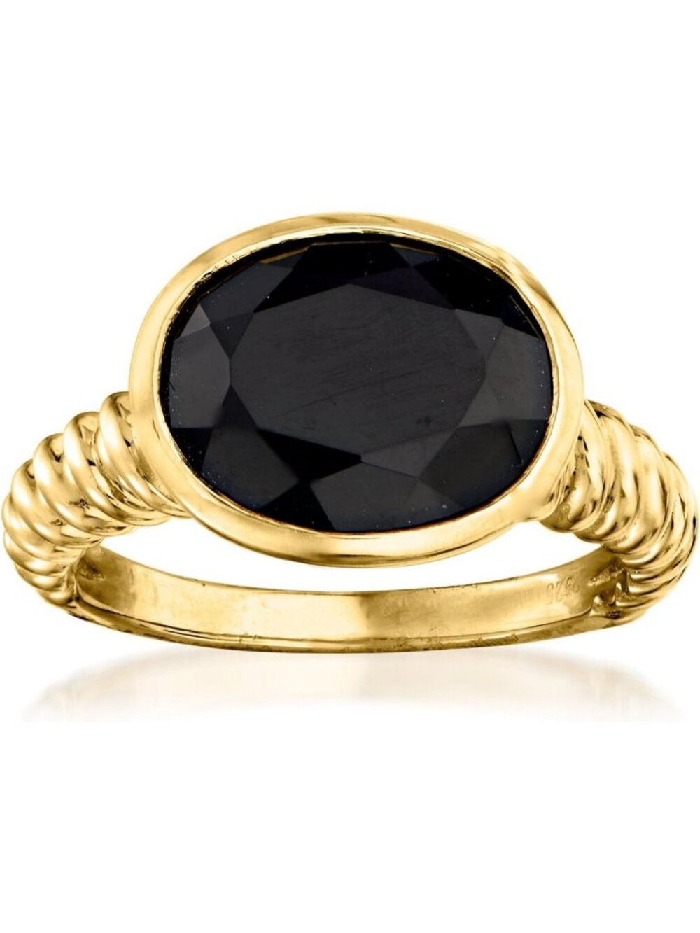 Elegant Black Onyx Ring in 18K Gold Over Sterling Silver - Statement Jewelry